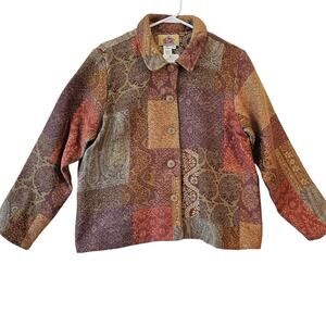 Barn Fly Vintage Tapestry Color Block Jacket Blazer Large Petite Grannycore